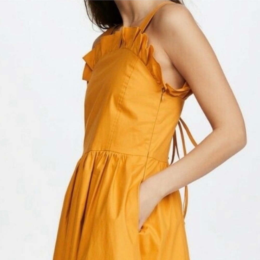 SEA New York sunrise ruffle lace up dress in marigold - Picture 4 of 13